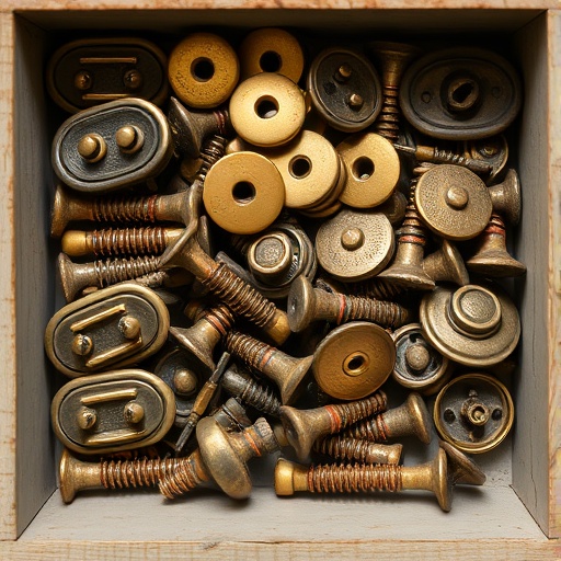 Leather materials and hardware organized on a shelf