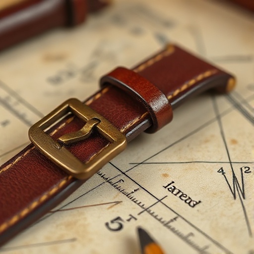 Leather watch strap with brass buckle